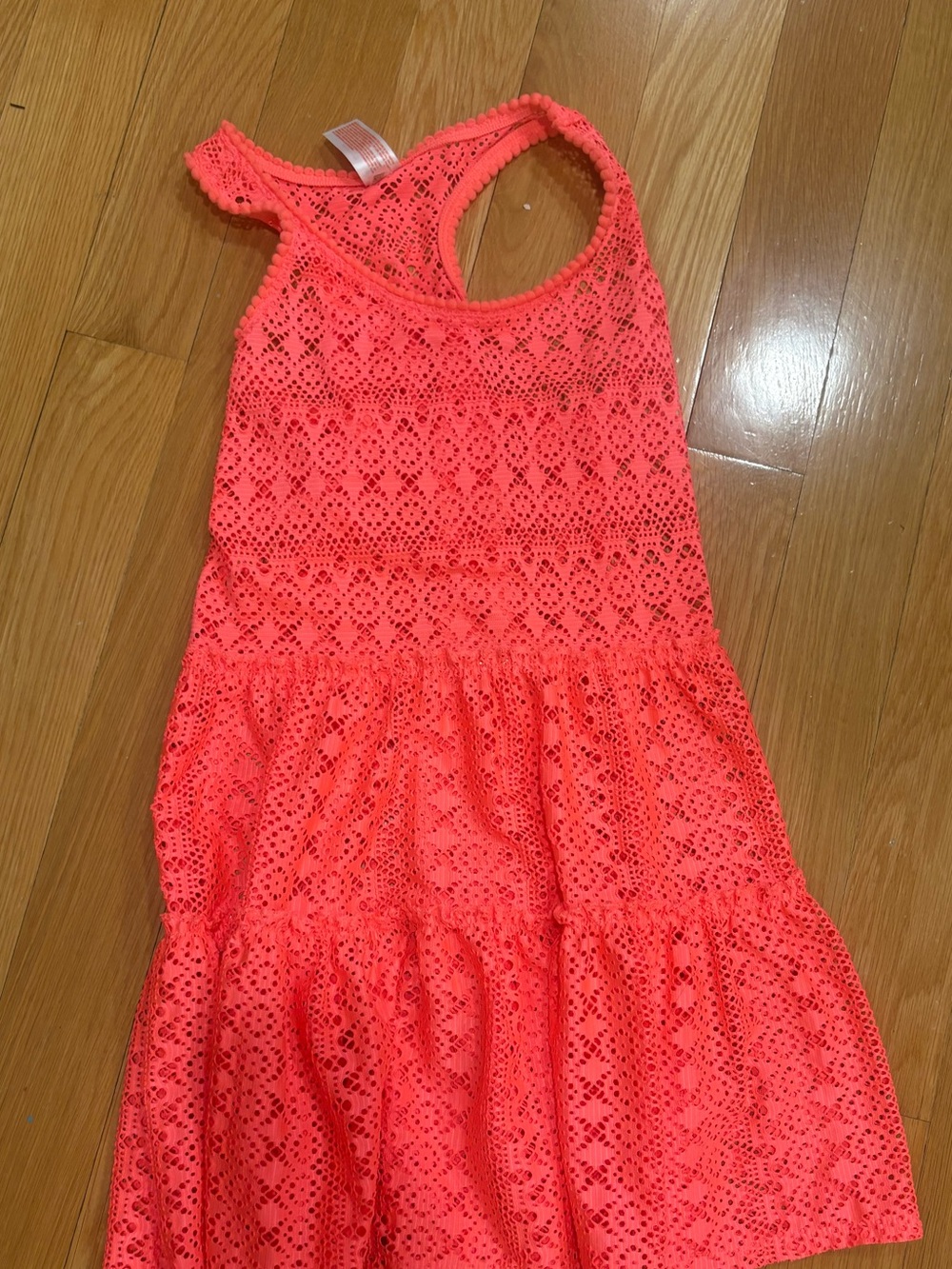 Cat & Jack Neon Coral Lace One-Piece Dress